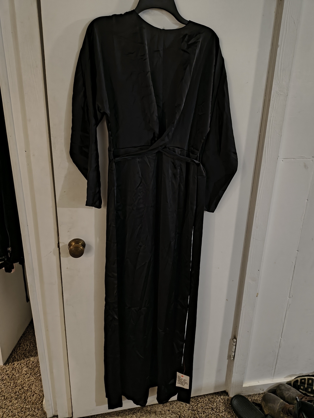 Women's Black Long Sleeve Wrap Maxi Dress